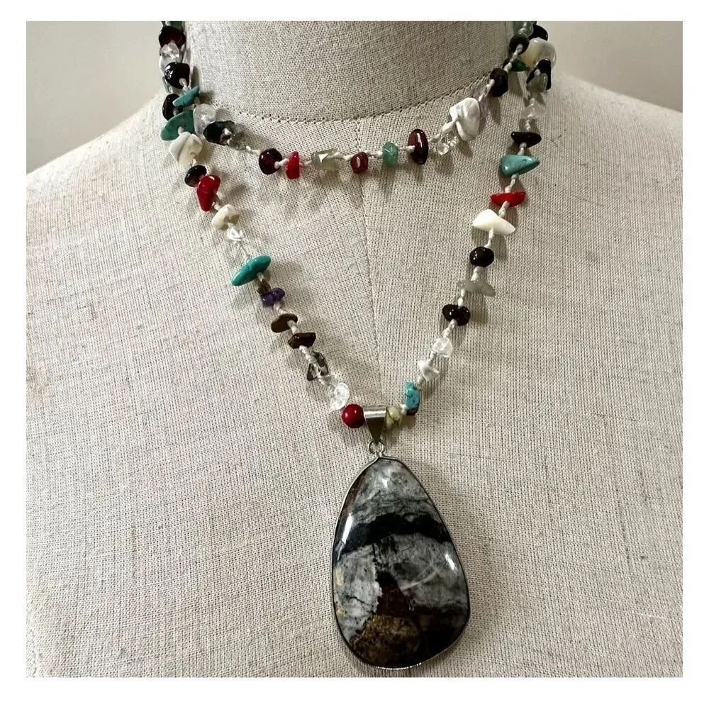ocean jasper natural  chip stones necklace